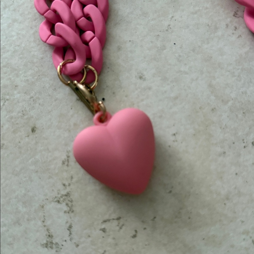 Pink Chunky Chain Heart Necklace